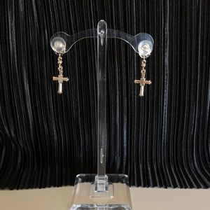 Vintage Jewelry - Jeweled cross drop earring Vintage Jewelry - Jeweled cross drop earring
